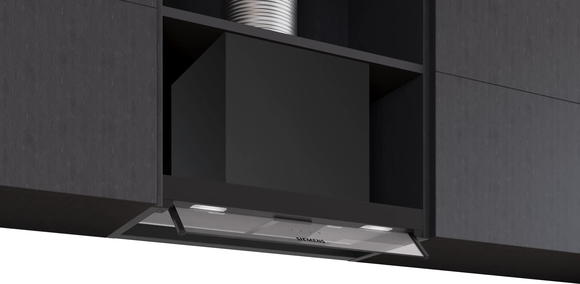 iQ300 Tam entegre davlumbaz 60 cm Cam dekor, Mat siyah